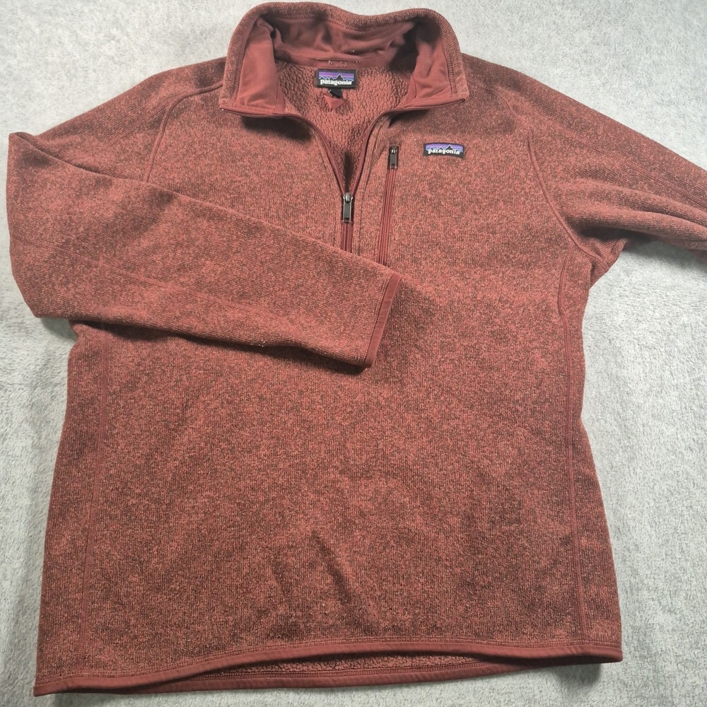 Patagonia Better Sweater Mens Large Red Pullover 1/4 Zip Mock Neck Tight-Knit